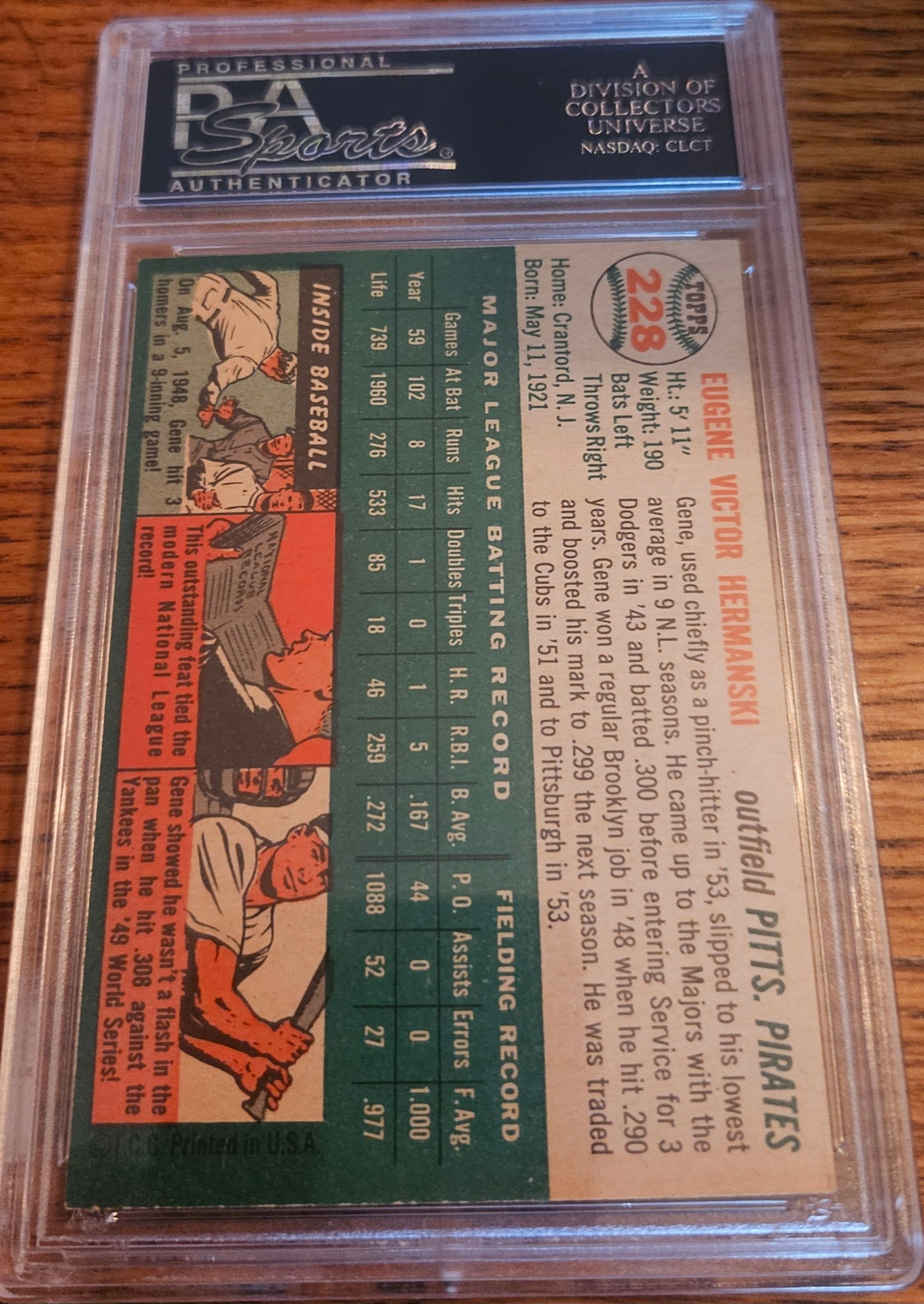 1954 Topps Gene Hermanski #228 PSA 7