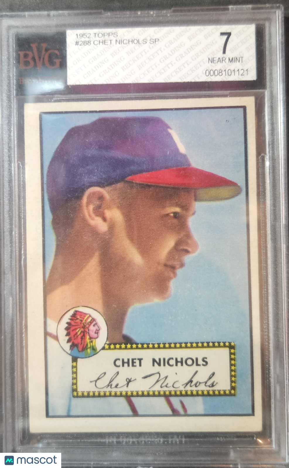 1952 Topps Chet Nichols SP #288 Rookie BVG 7