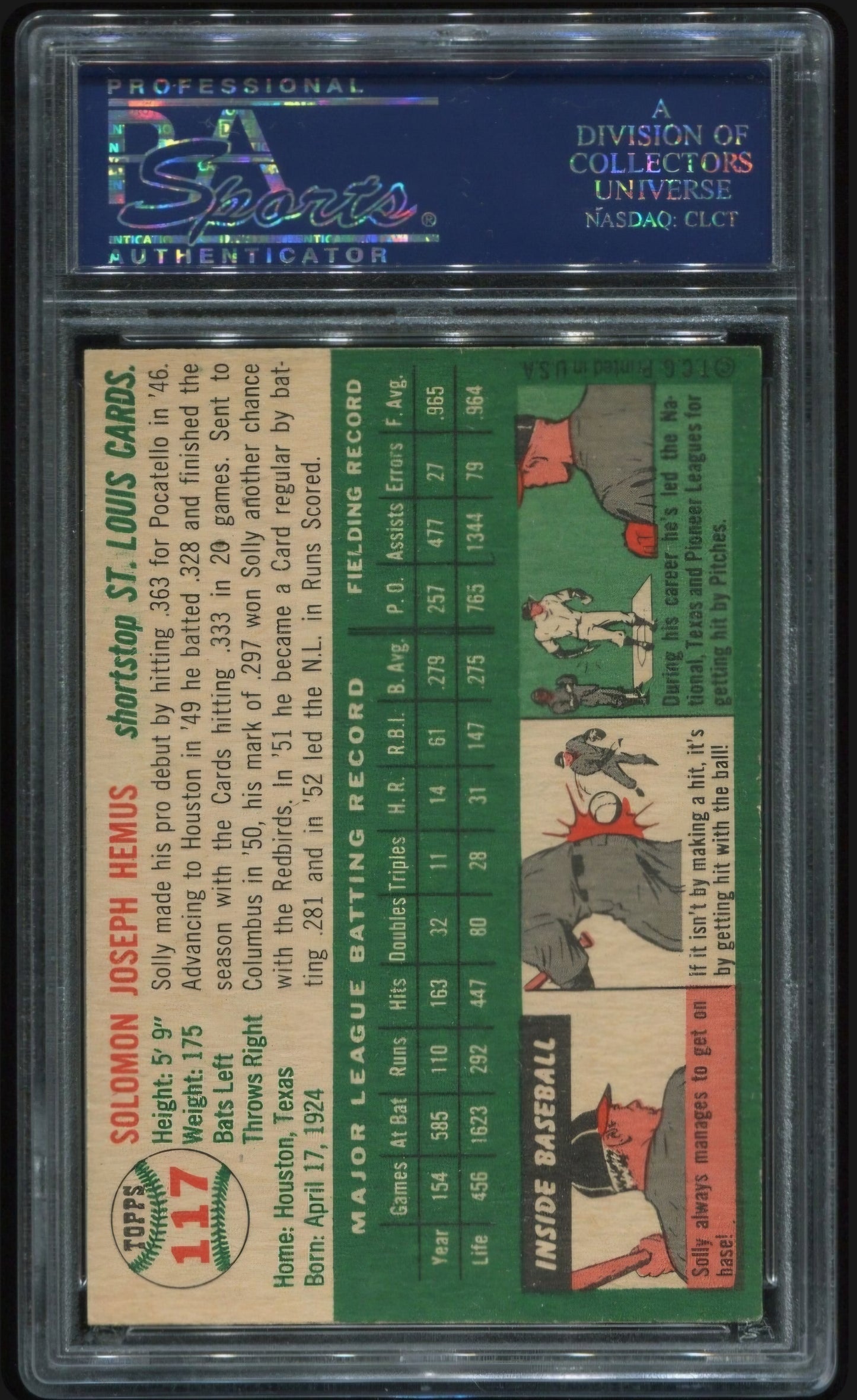 1954 Topps Solly Hemus #117 PSA 7