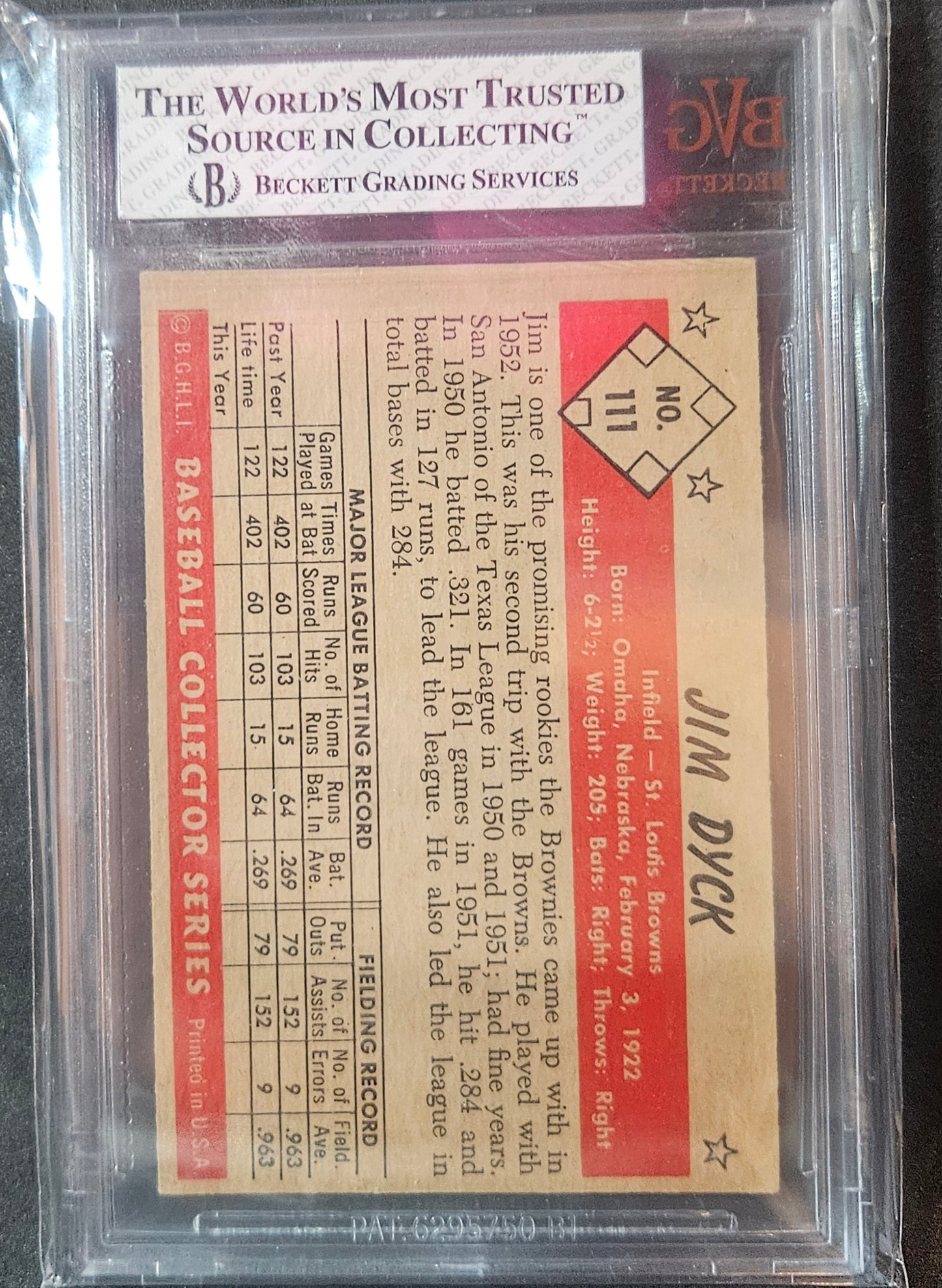 1953 Bowman Color Jim Dyck #111 Rookie BVG 6