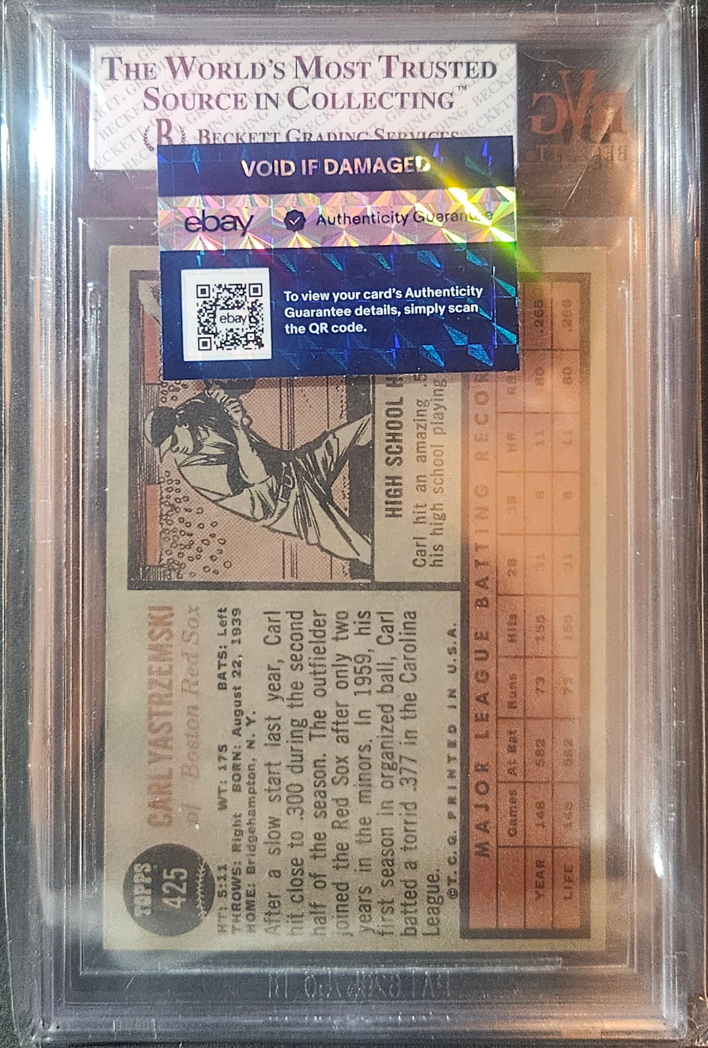 1962 Topps Carl Yastrzemski #425 BVG 8