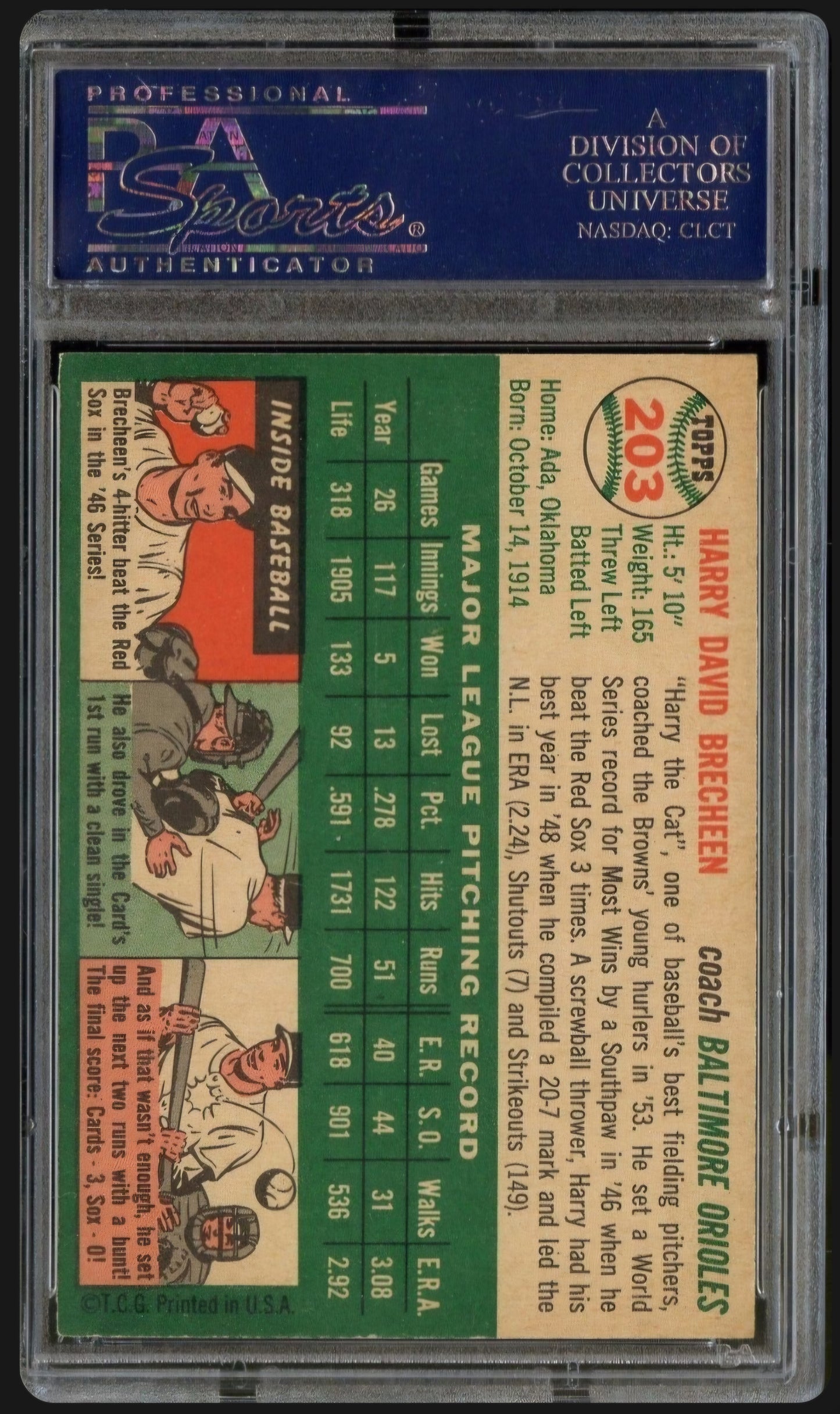 1954 Topps Harry Brecheen #203 PSA 7