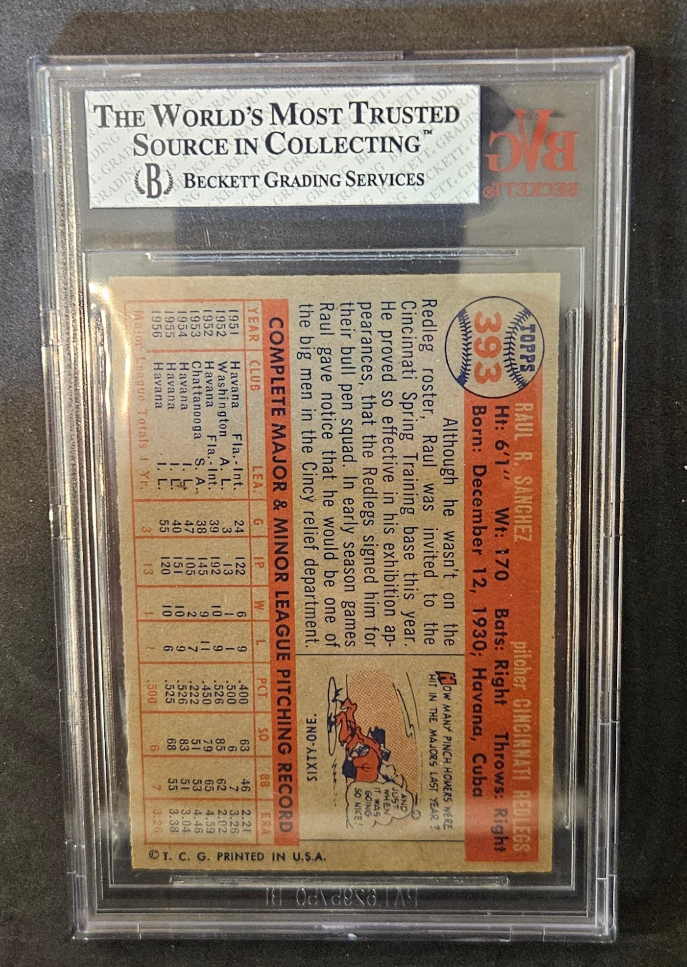 1957 Topps Raul Sanchez #393 Rookie BVG 7.5