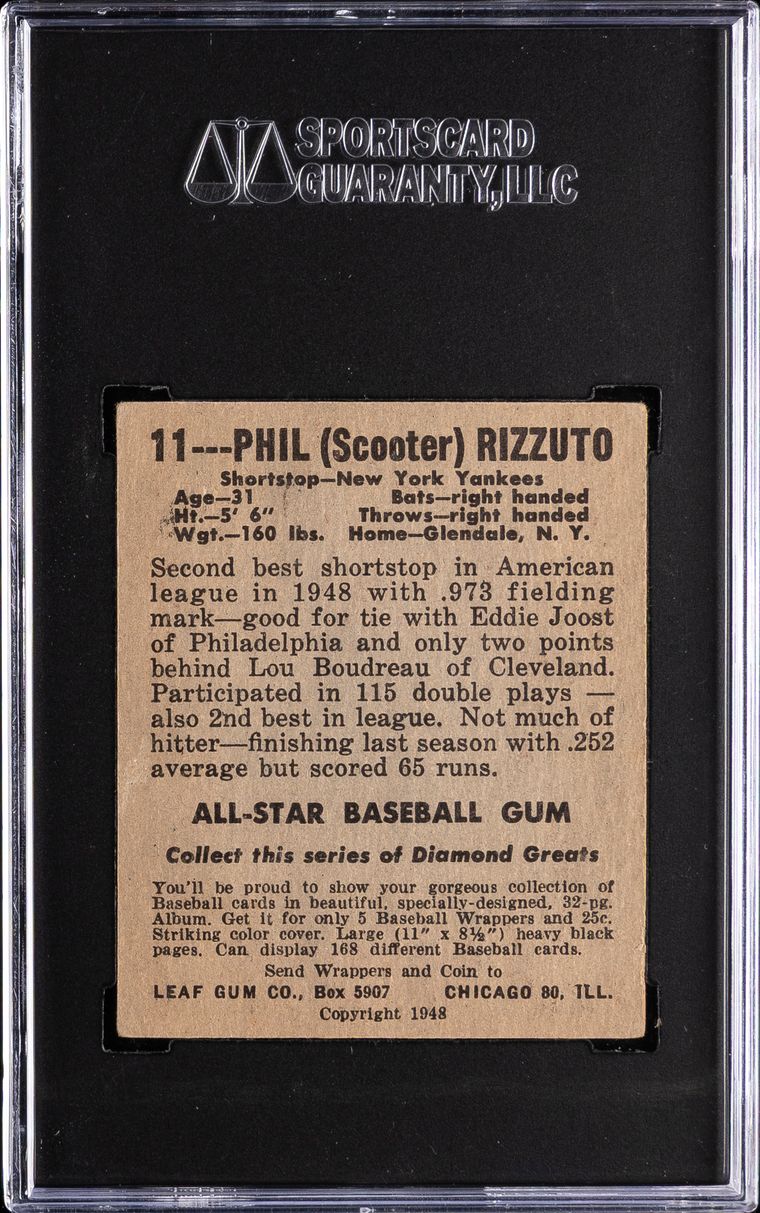 1948 Leaf Gum Co. Phil Rizzuto #11 SGC 4.5