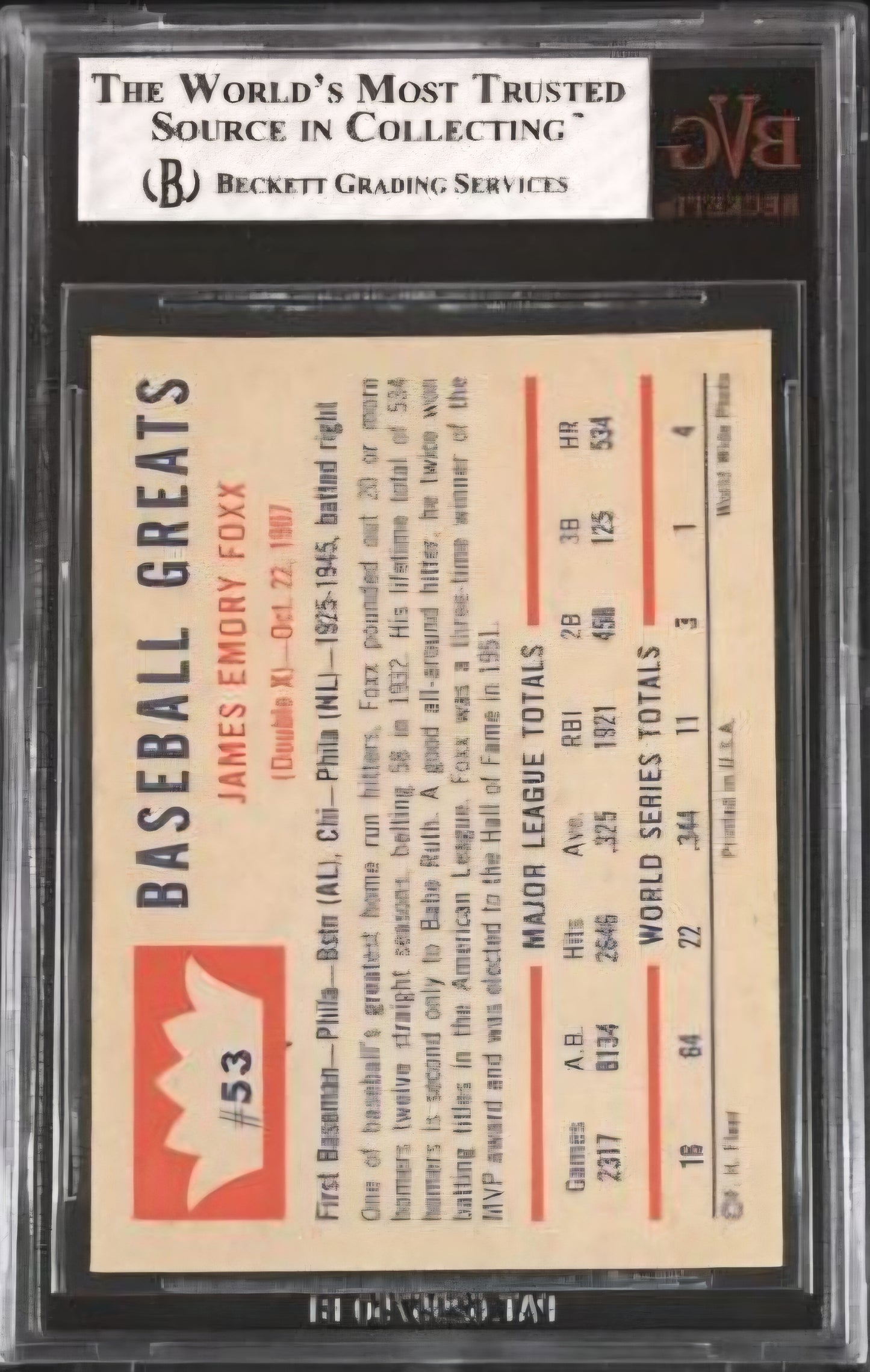1960 Fleer Jimmie Foxx #53 BVG 8