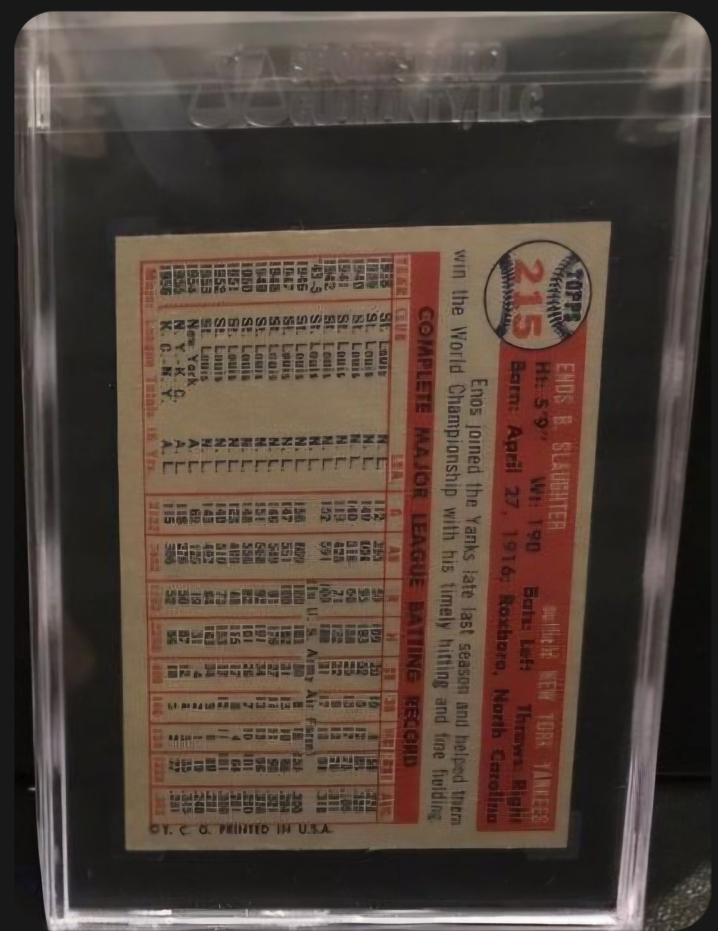 1957 Topps Enos Slaughter #215 SGC 8.5