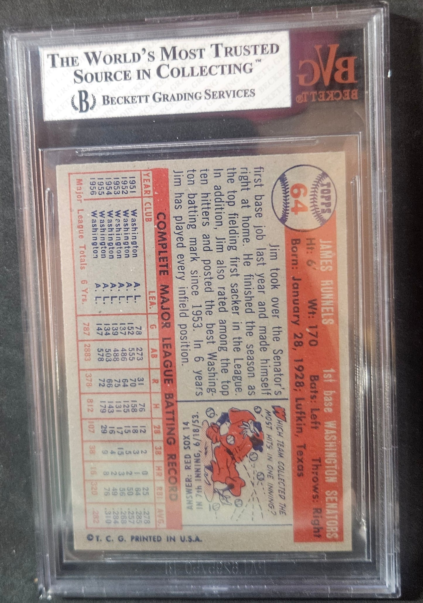 1957 Topps Jerry Lynch #358 BVG 8.5