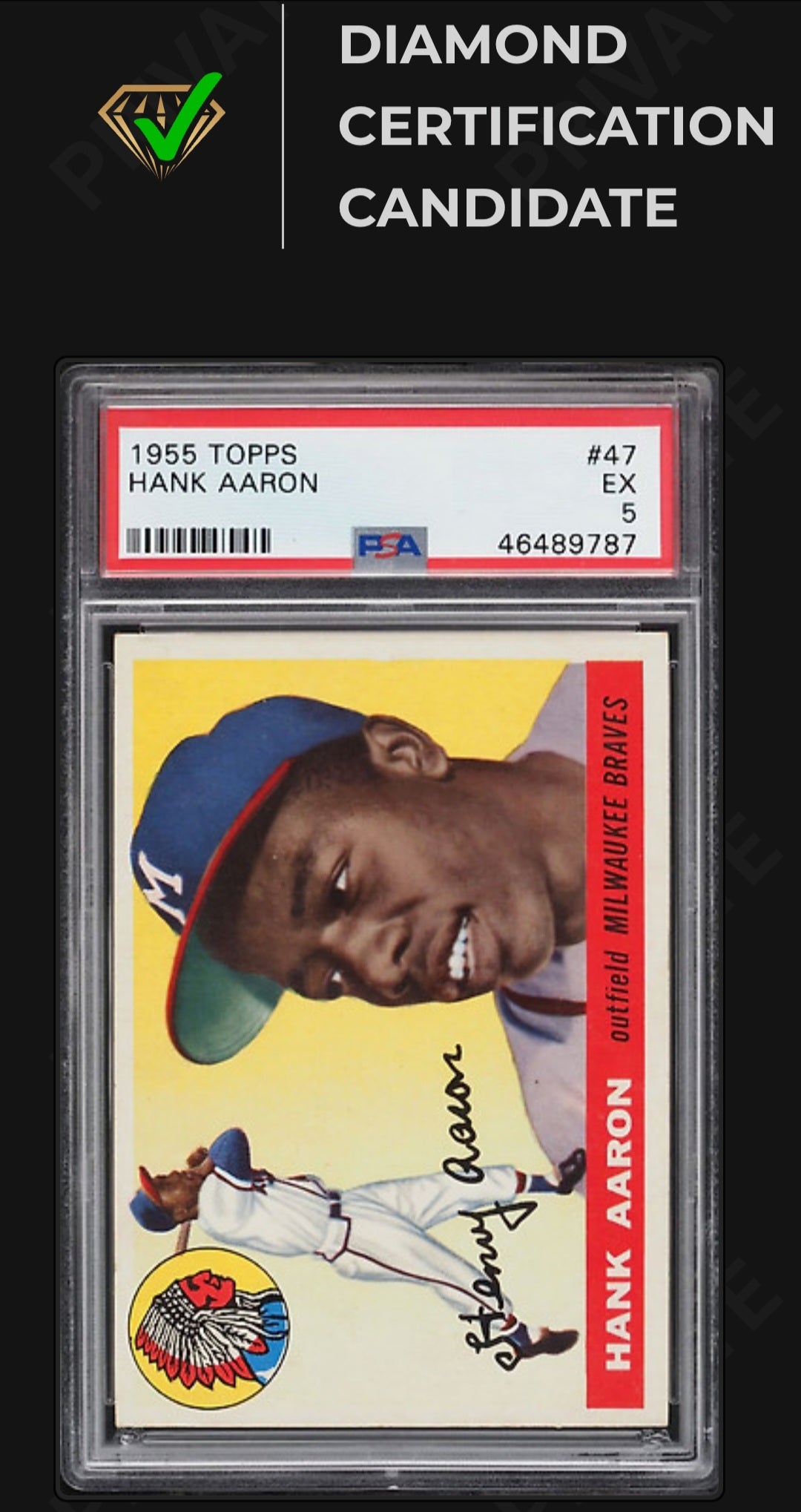 1955 Topps Hank Aaron #47 PSA 5 MBA Diamond candidate