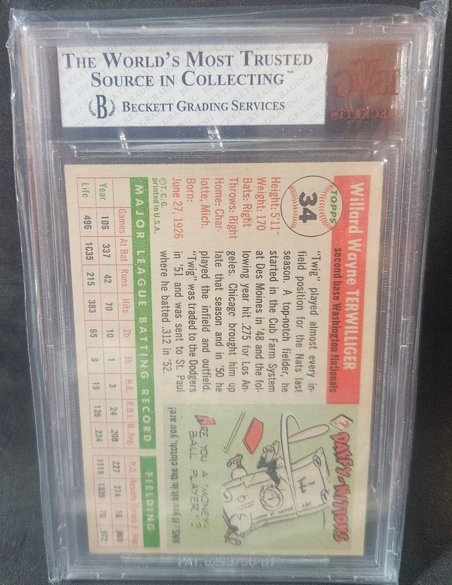 1955 Topps Wayne Terwilliger #34 BVG 7
