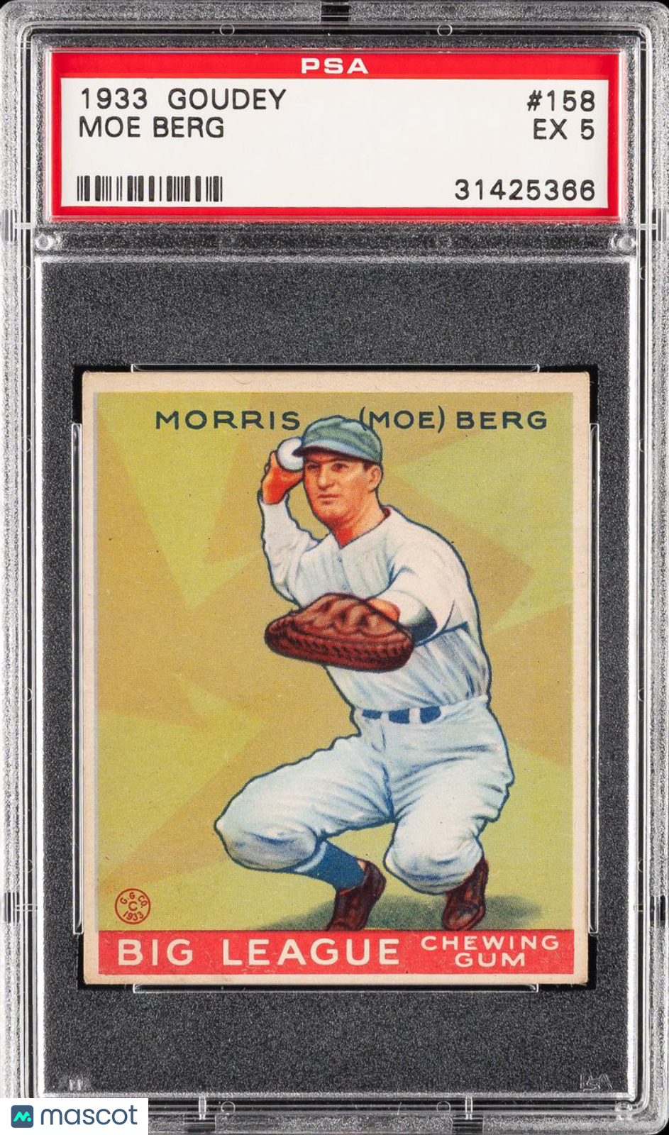 1933 Goudey Moe Berg #158 PSA 5
