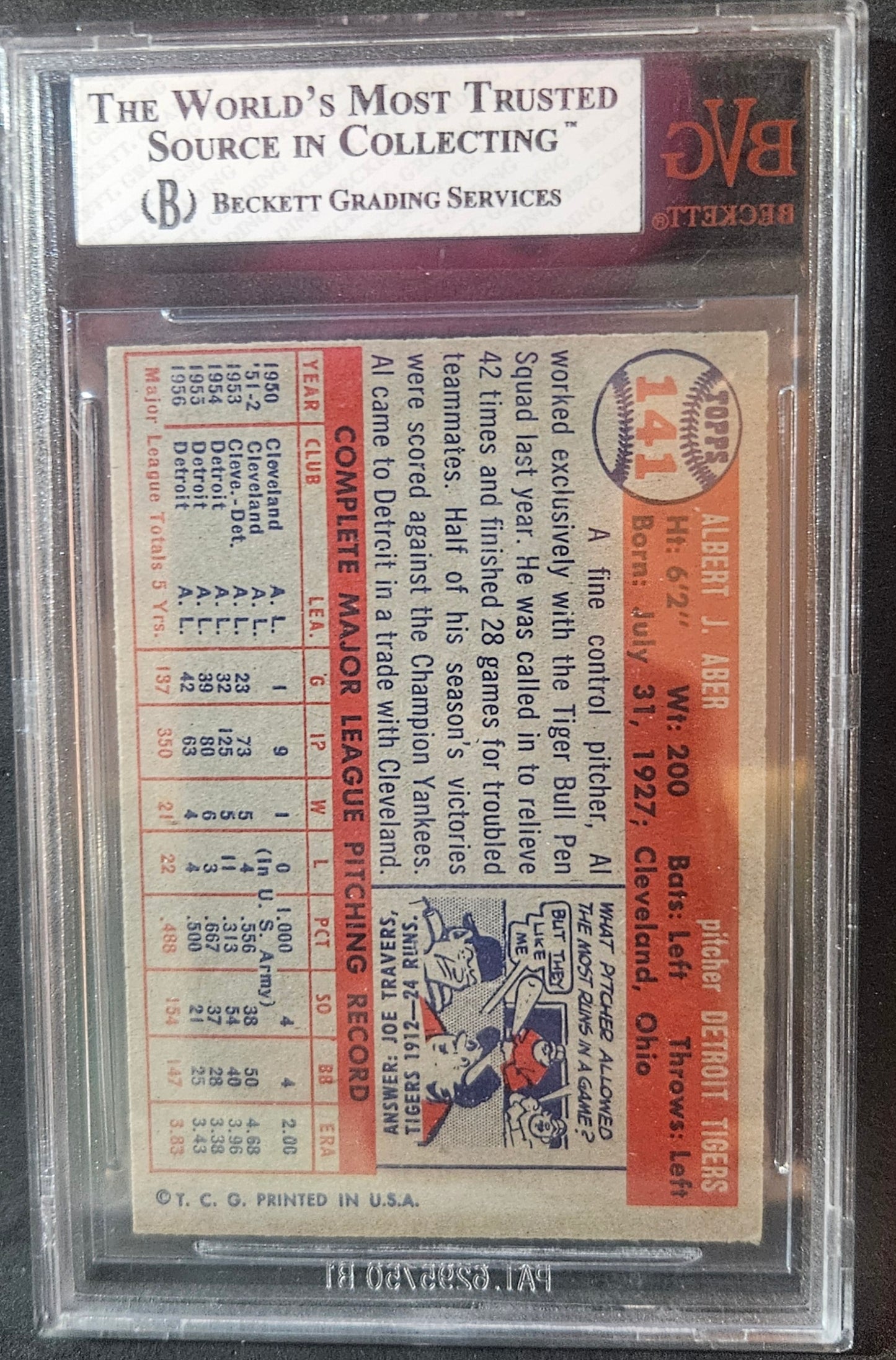 1957 Topps Al Aber #141 BVG 8