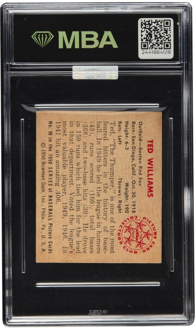 1950 Bowman Ted Williams #98 MBA 4.5, MBA Silver!