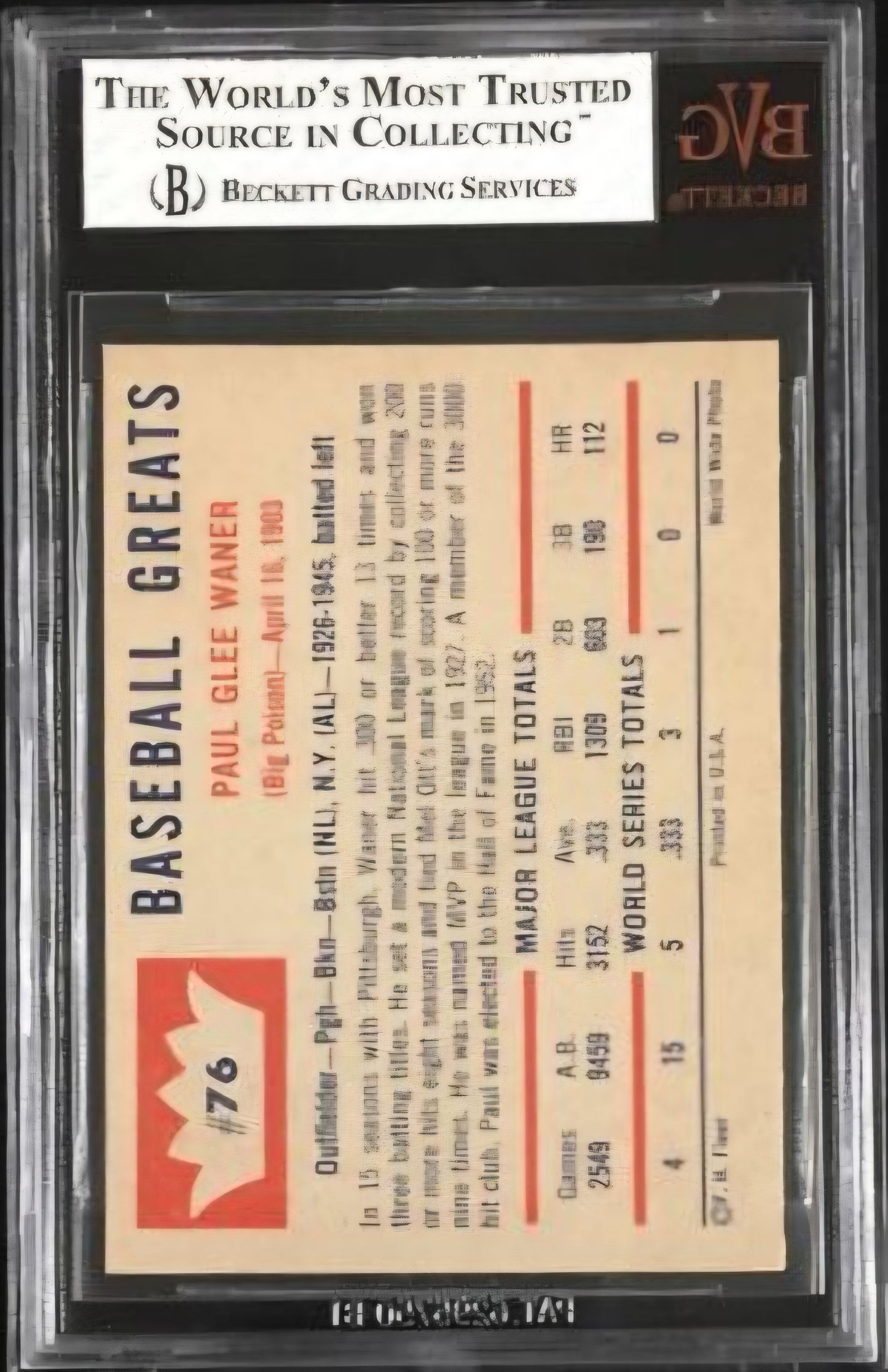 1960 Fleer Paul Waner DP #76 BVG 8