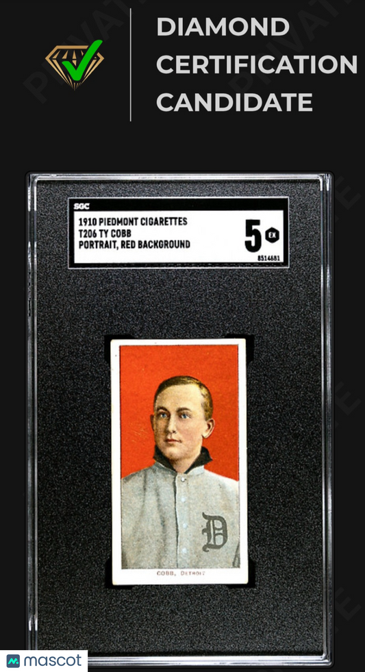 1910 Piedmont Cigarettes (T206) Ty Cobb Portrait, Red SGC 5 MBA candidate