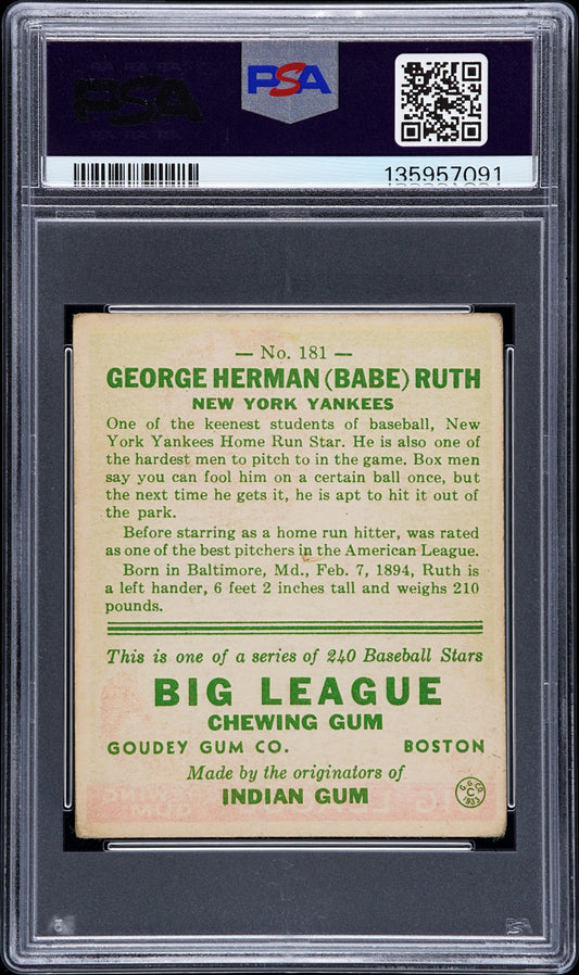 1933 Goudey Babe Ruth #181 PSA 2.5