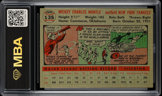 1956 Topps Mickey Mantle #135 Gray Back MBA 5