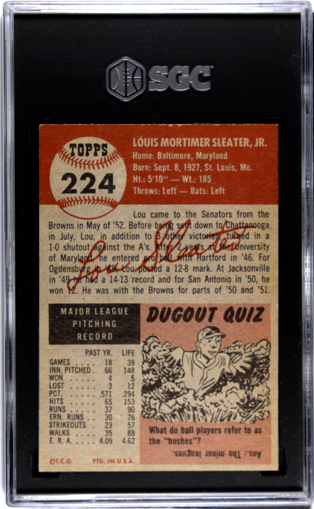 1953 Topps Lou Sleater #224 SGC 6