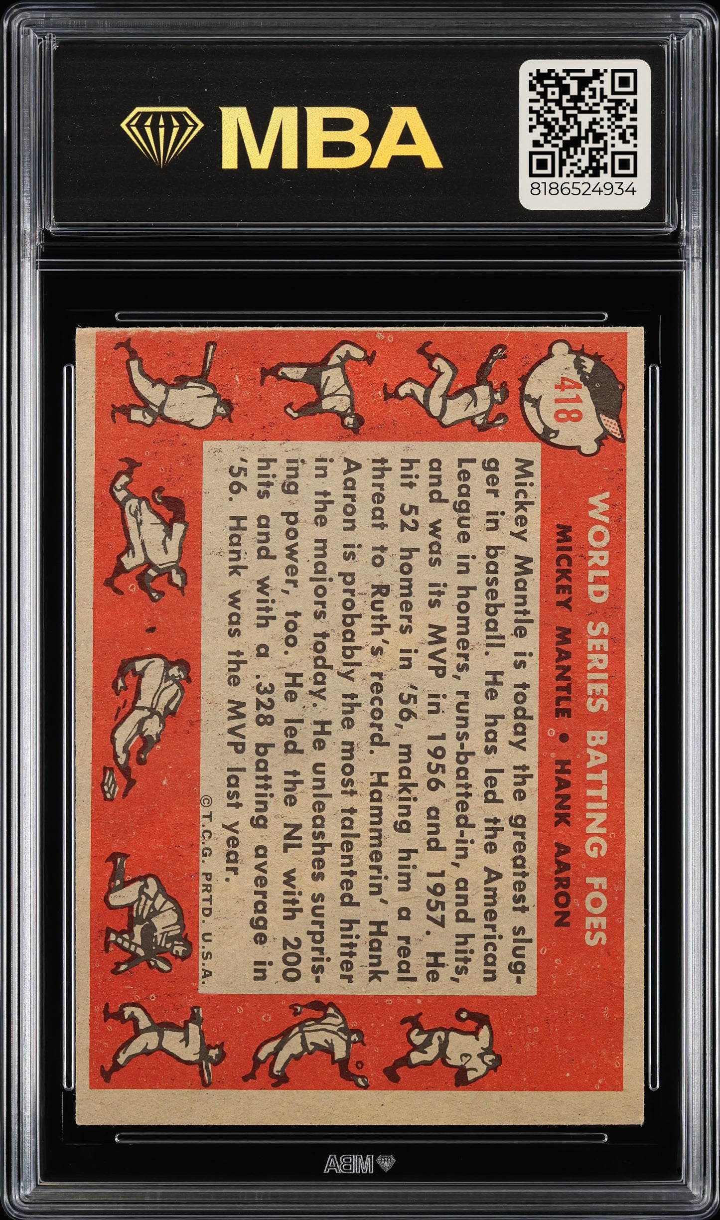 1958 Topps World Series Batting Foes #418 MBA 6