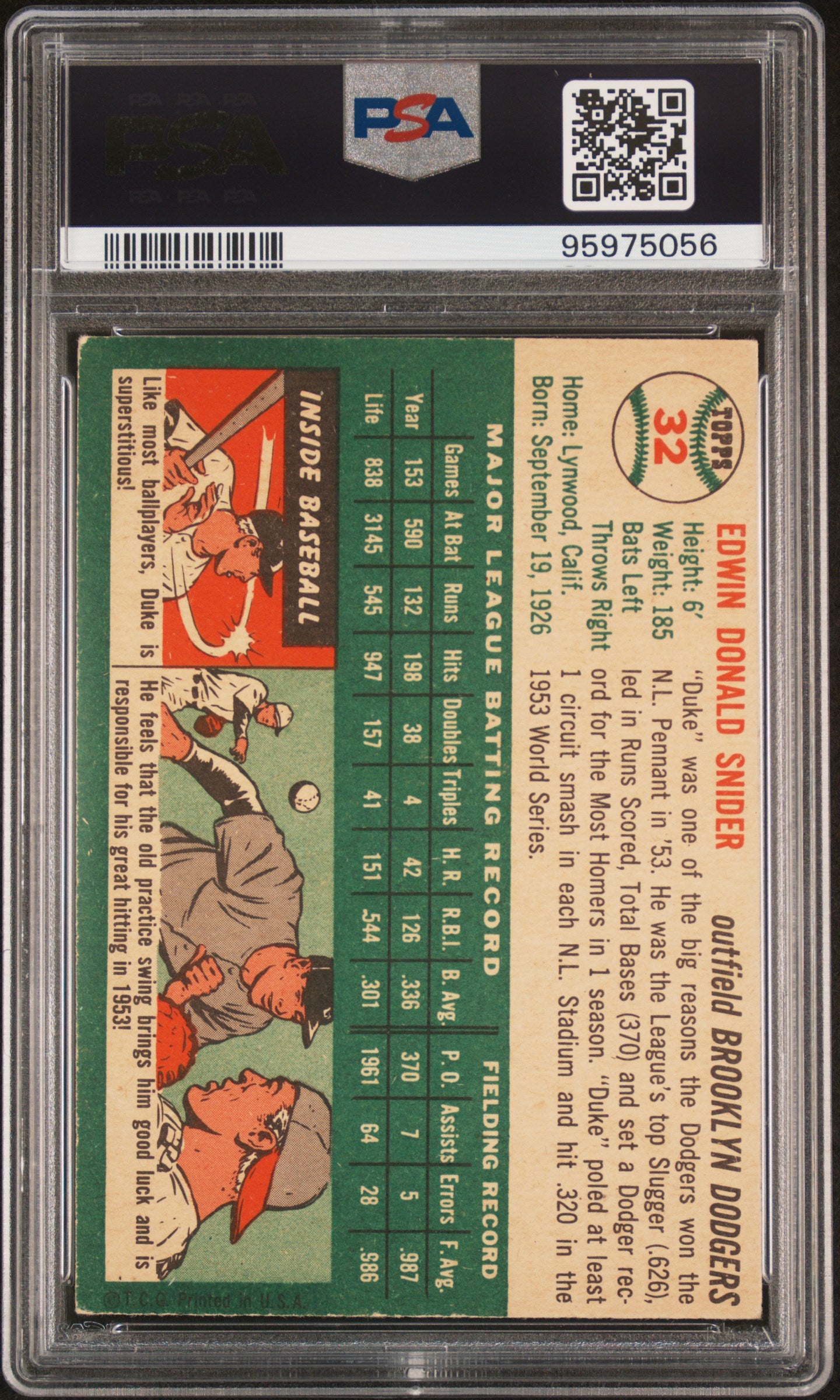 1954 Topps Duke Snider #32 PSA 6