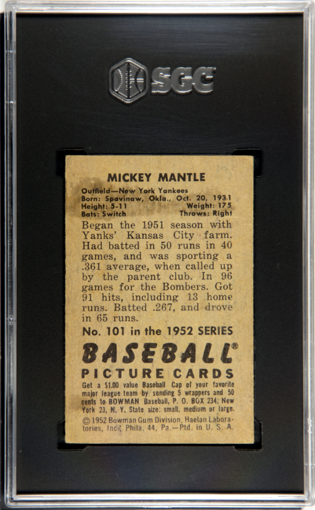 1952 Bowman Mickey Mantle #101 SGC 2.5