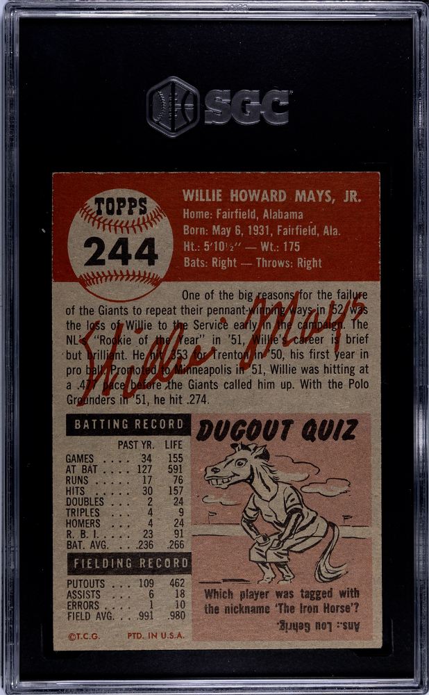 1953 Topps Willie Mays #244 SGC 5