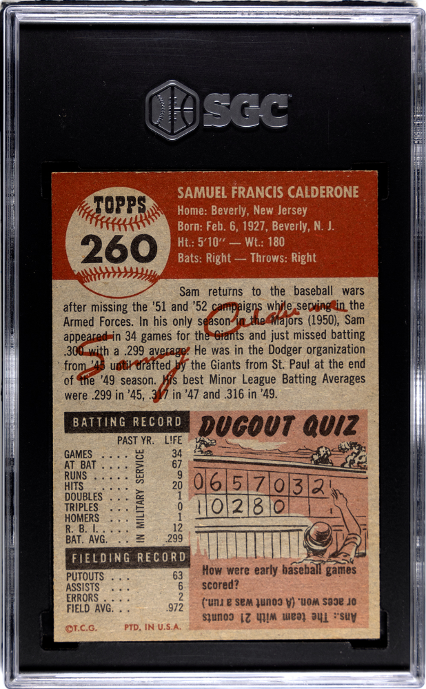 1953 Topps Sam Calderone #260 SGC 6