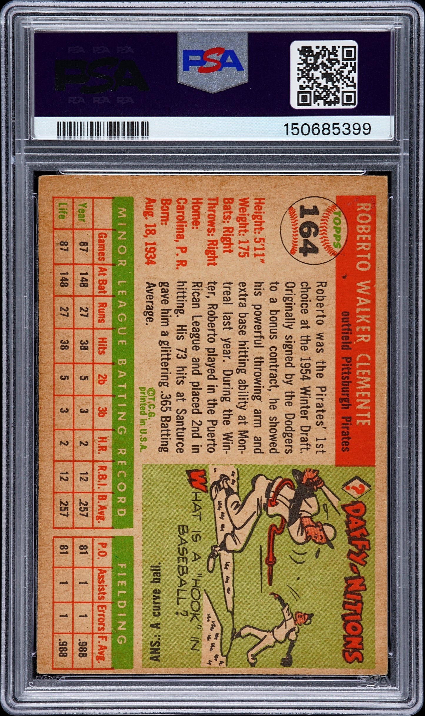 1955 Topps Roberto Clemente #164 PSA 4