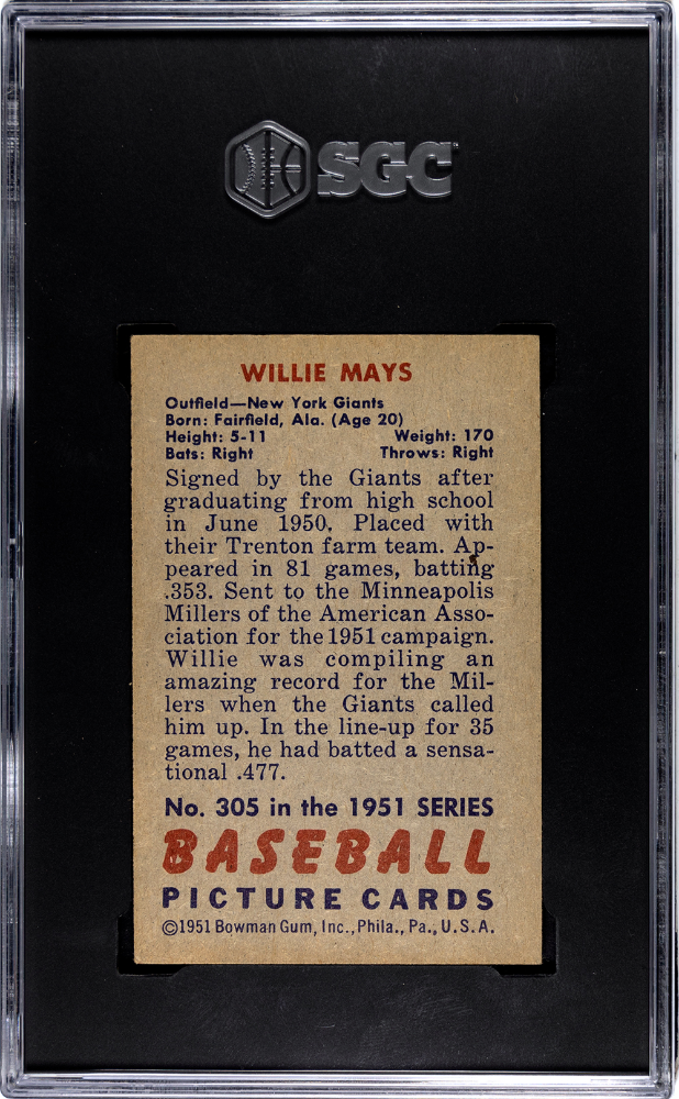 1951 Bowman Willie Mays #305 SGC 4