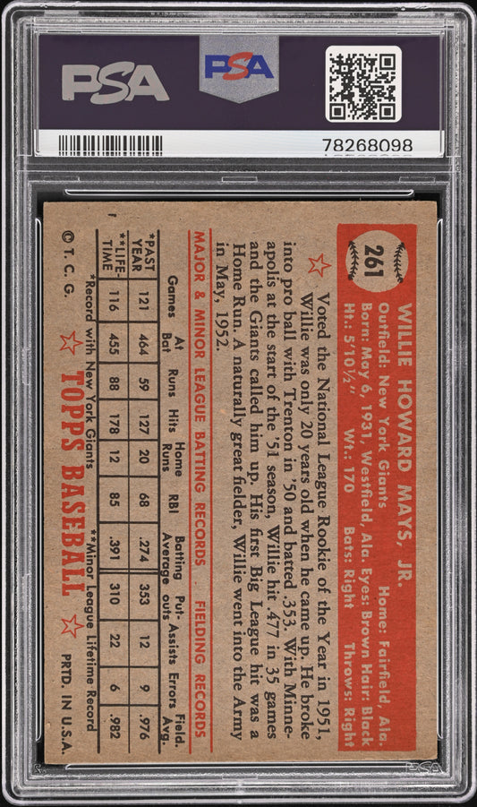 1952 Topps Willie Mays #261 HOF PSA 4.5