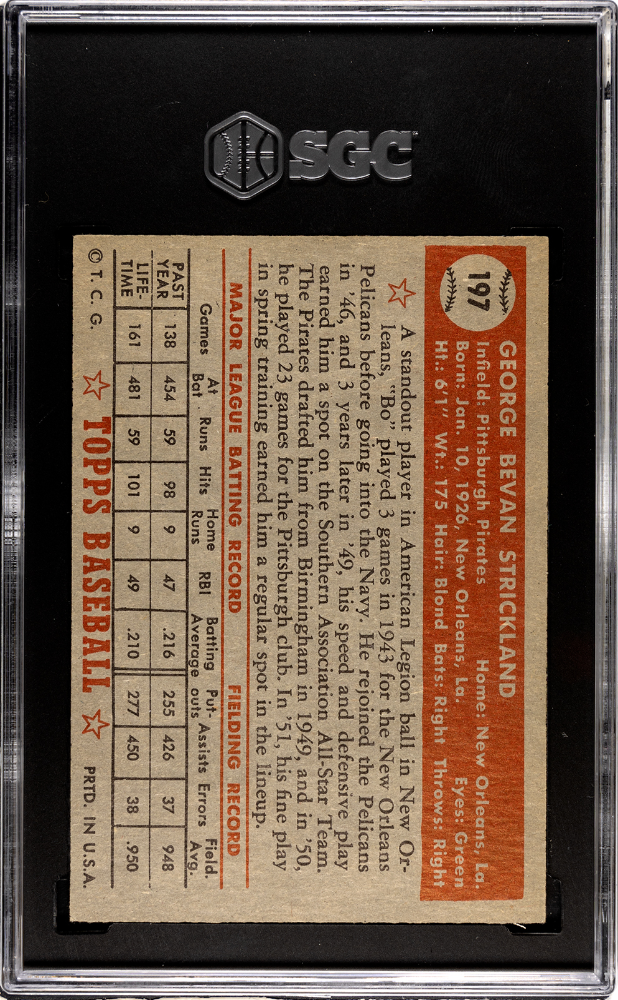 1952 Topps George Strickland #197 SGC 5.5