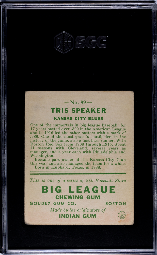 1933 Goudey Tris Speaker #89 SGC 3