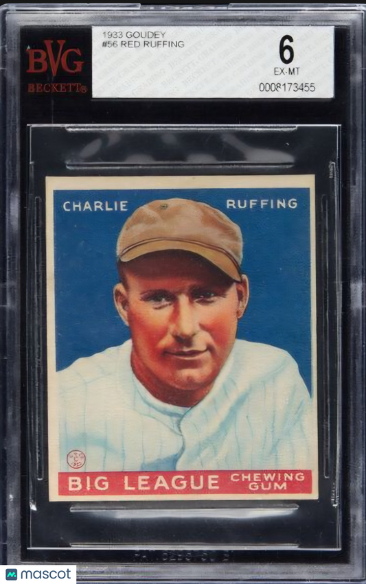 1933 Goudey Red Ruffing #56 Rookie BVG 6