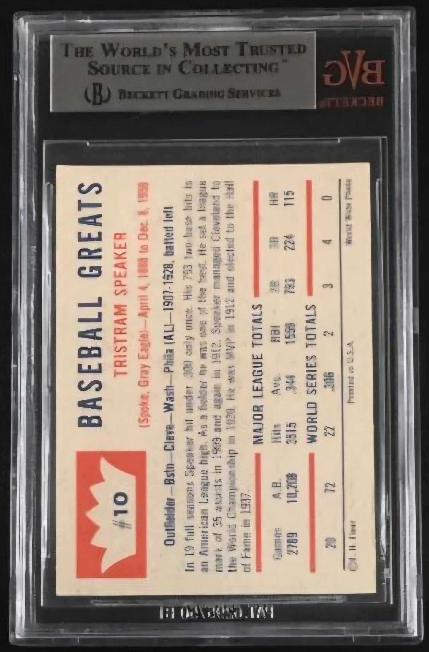 1960 Fleer Tris Speaker #10 BVG 8.5