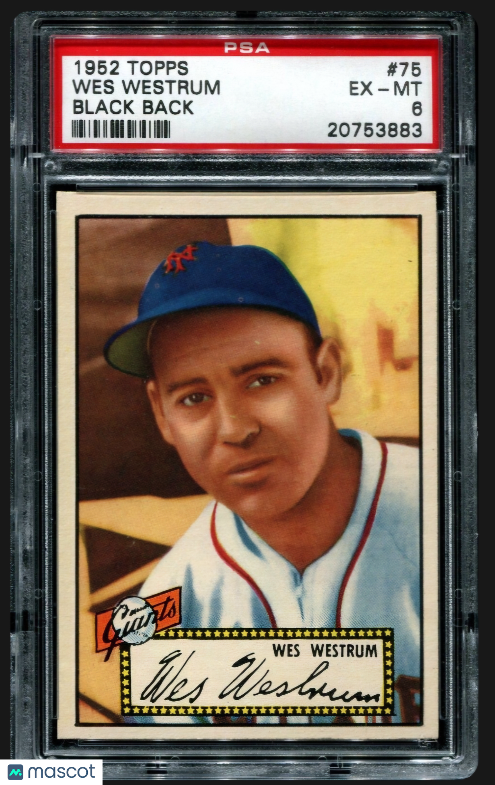 1952 Topps Wes Westrum #75 Black Back PSA 6