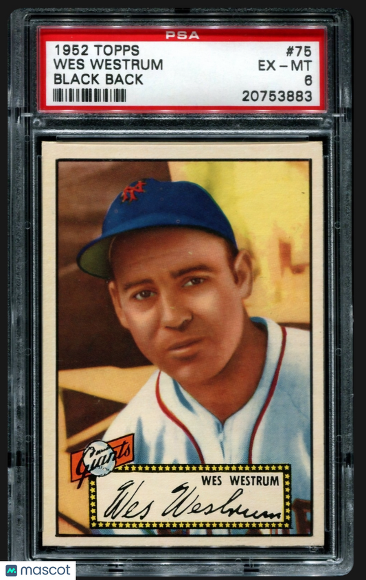 1952 Topps Wes Westrum #75 Black Back PSA 6
