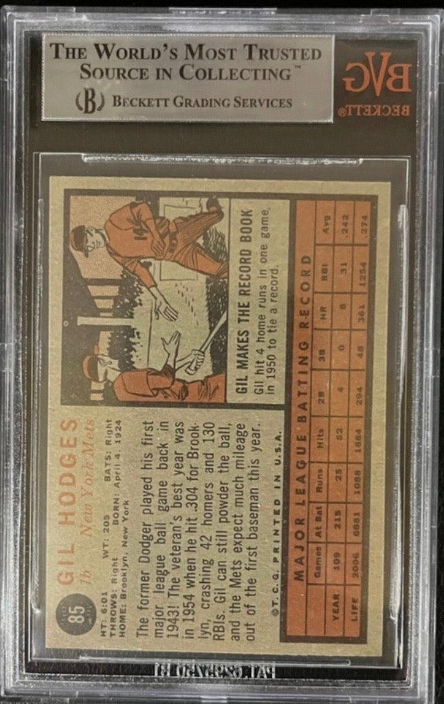 1962 Topps Gil Hodges #85 BVG 8.5
