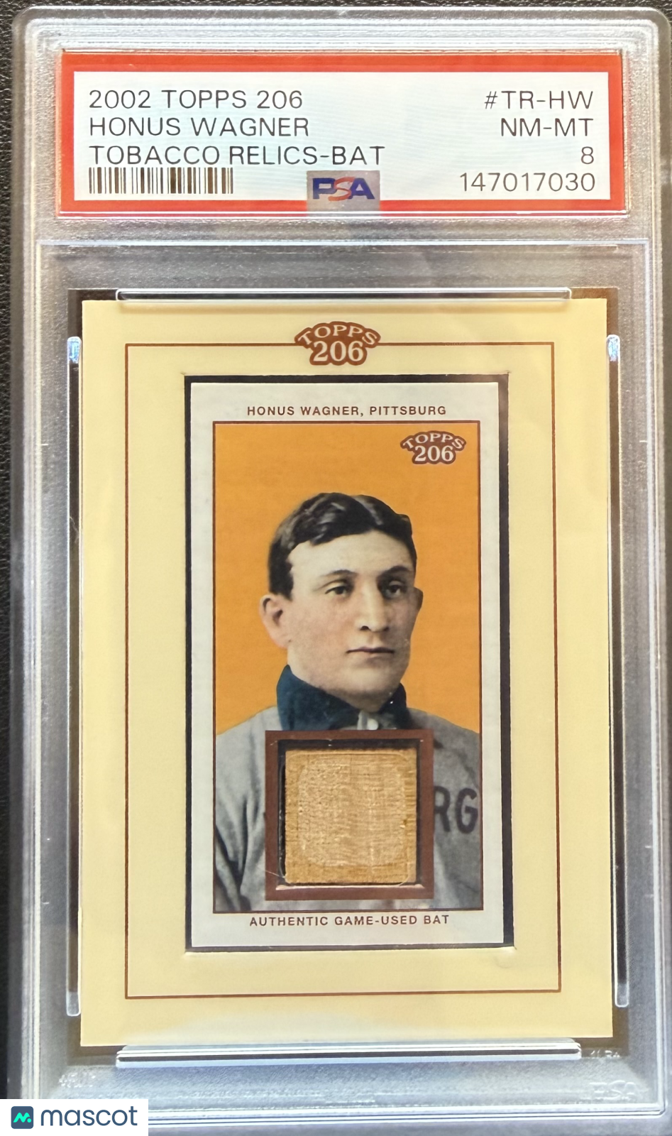 2002 Topps 206 Tobacco Relics Honus Wagner #TR-HW Bat PSA 8