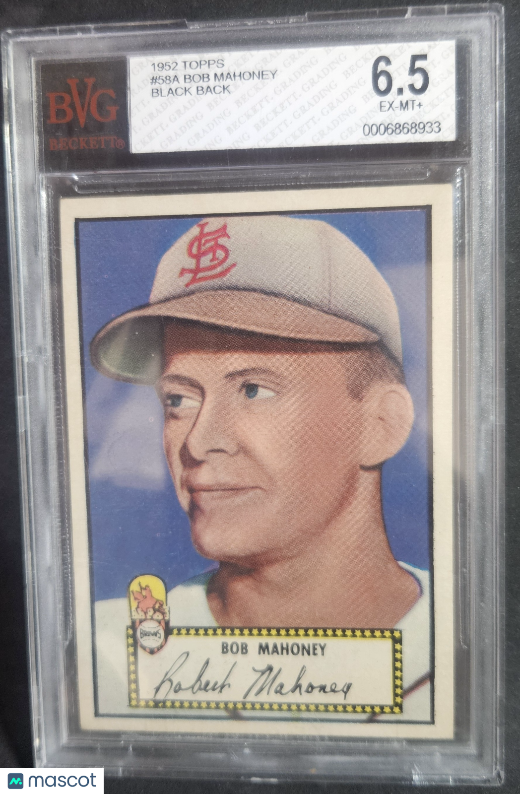 1952 Topps Bob Mahoney Black #58A BVG 6.5