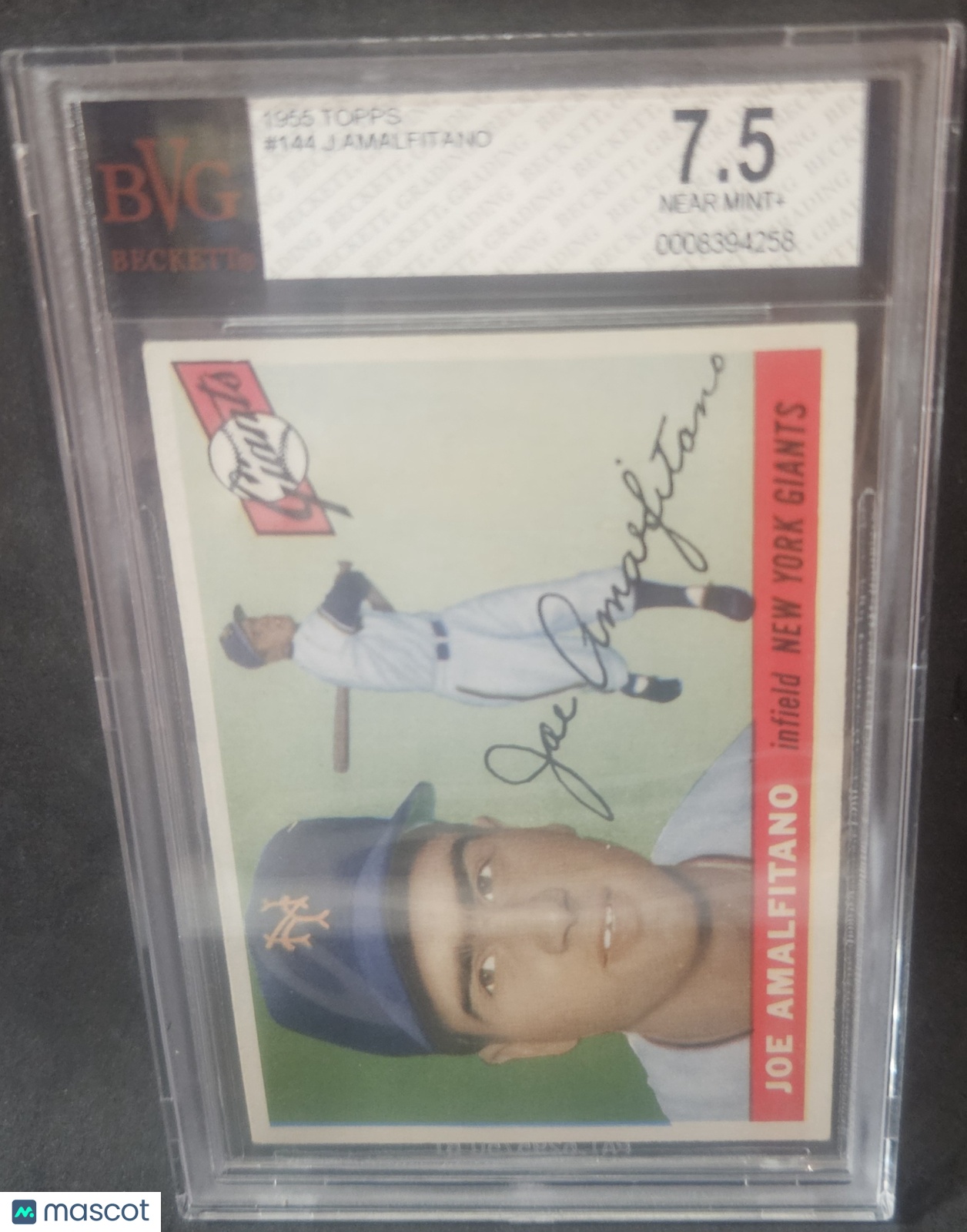 1955 Topps Joe Amalfitano #144 Rookie BVG 7.5