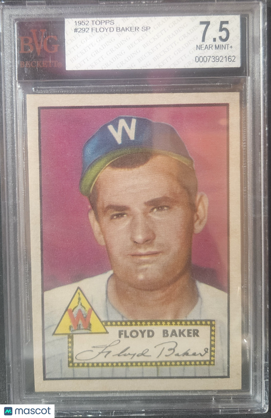 1952 Topps Floyd Baker SP #292 BVG 7.5