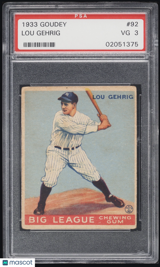 1933 Goudey Lou Gehrig #92 PSA 3 Cheapest Psa 3 on ebay!