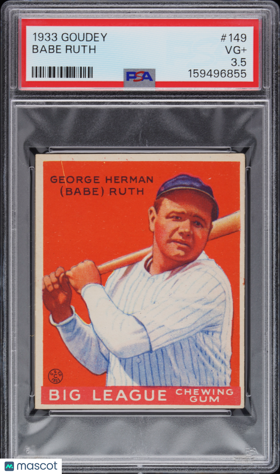 1933 Goudey Babe Ruth #149 PSA 3.5, Fresh to the hobby and recently graded