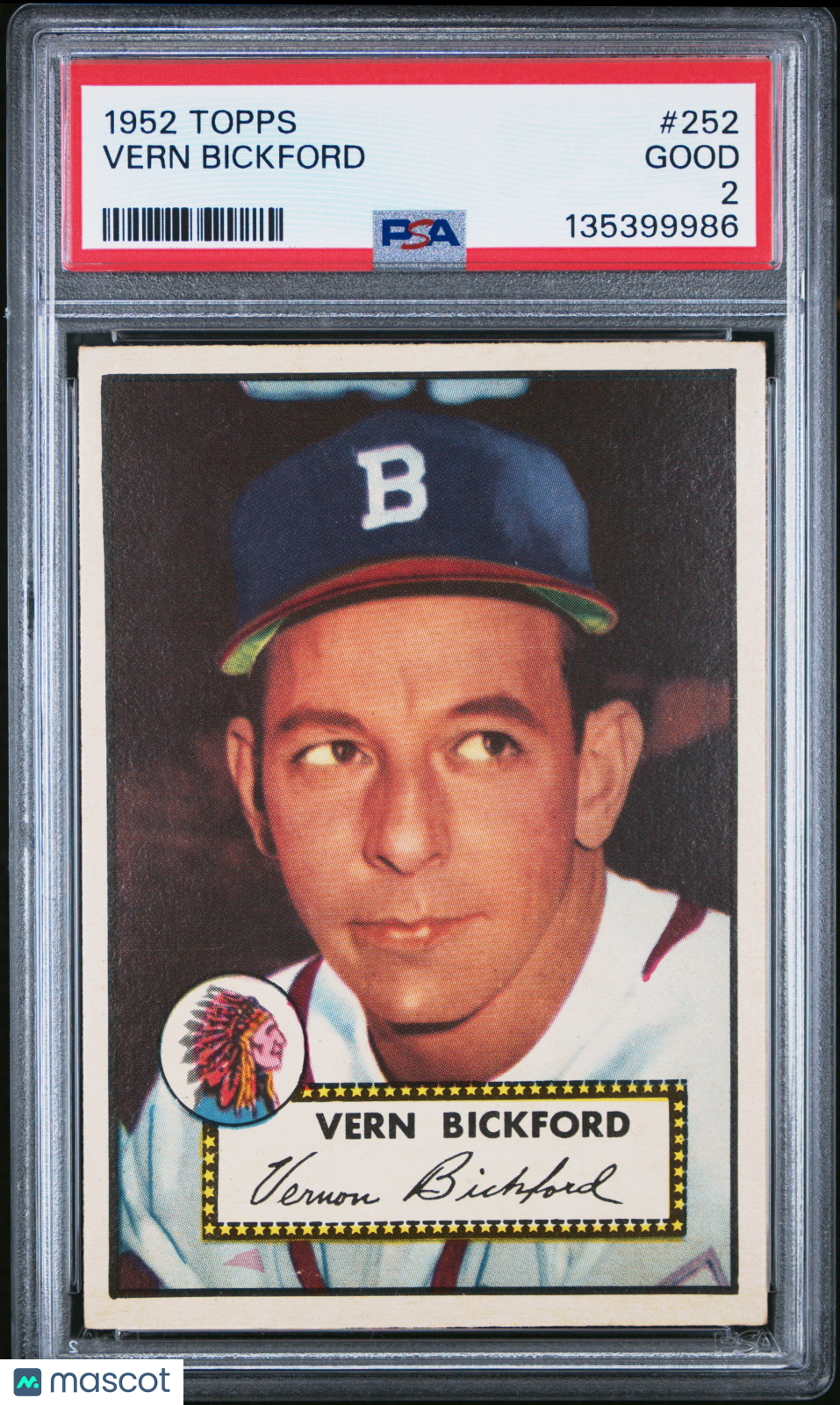 1952 Topps Vern Bickford #252 PSA 2