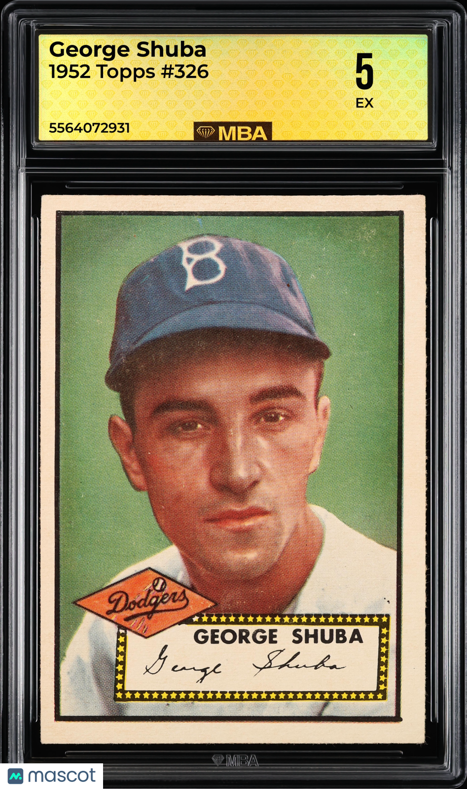 1952 Topps George Shuba #326 MBA 5
