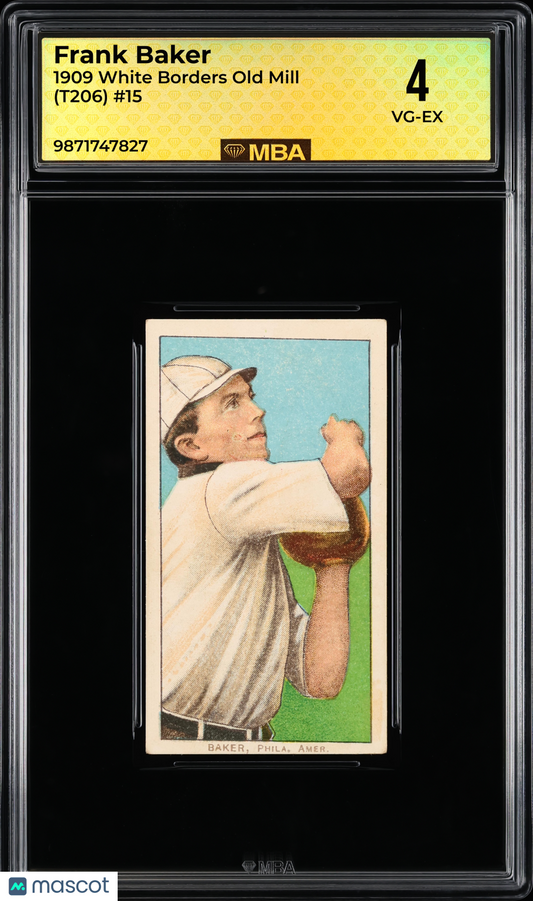 1909 White Borders Old Mill (T206) Frank Baker #15 MBA 4