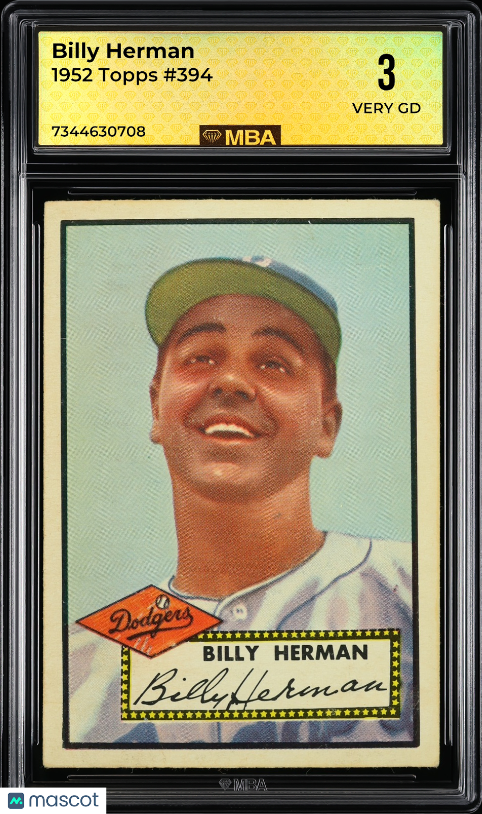 1952 Topps Billy Herman #394 MBA 3
