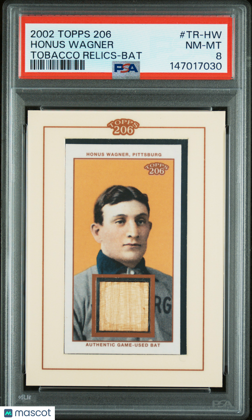 2002 Topps 206 Tobacco Relics Honus Wagner #TR-HW Bat PSA 8
