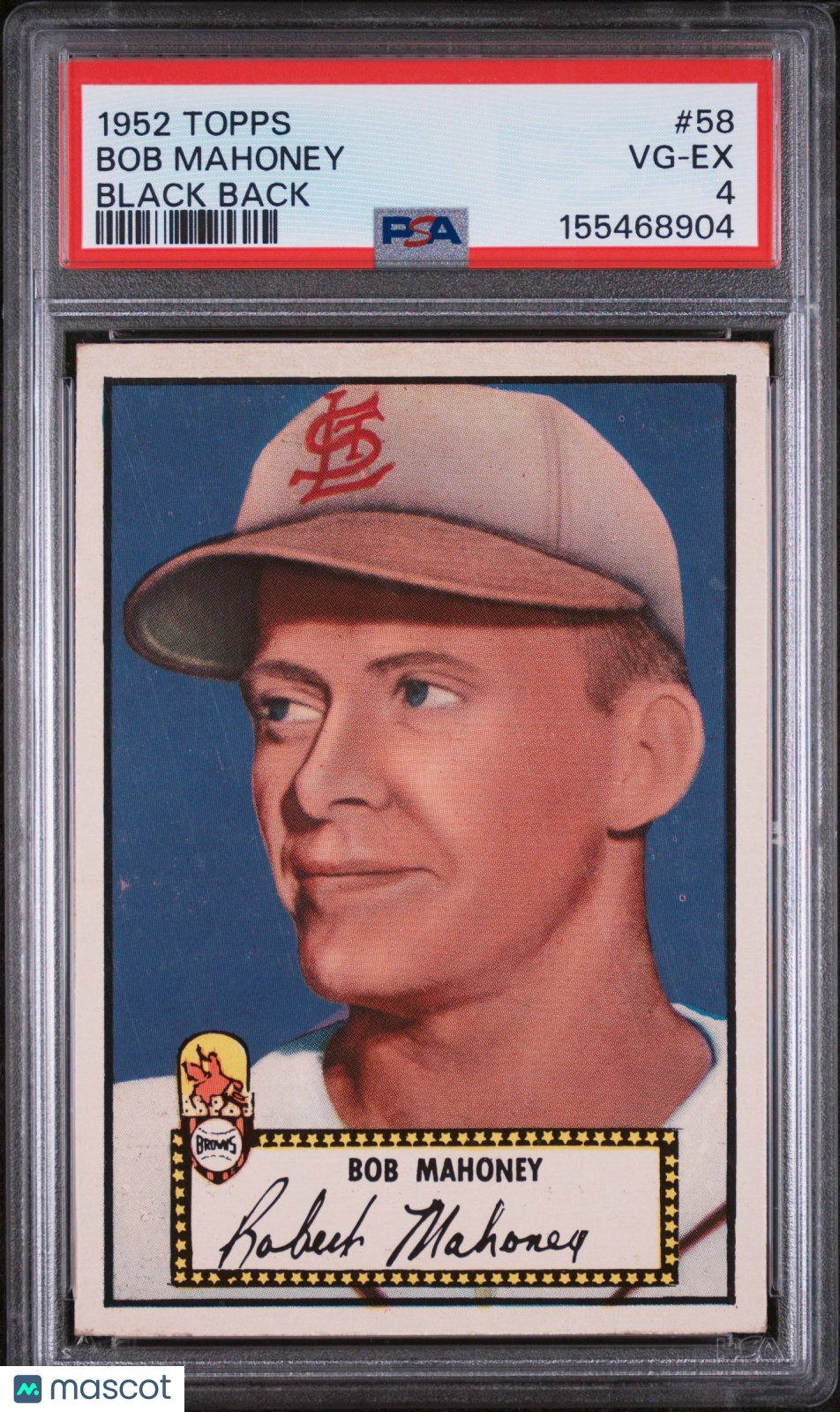 1952 Topps Bob Mahoney #58 Black Back PSA 4