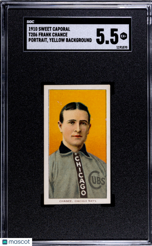 1910 Sweet Caporal (T206) Frank Chance Portrait, Yellow Background SGC 5.5