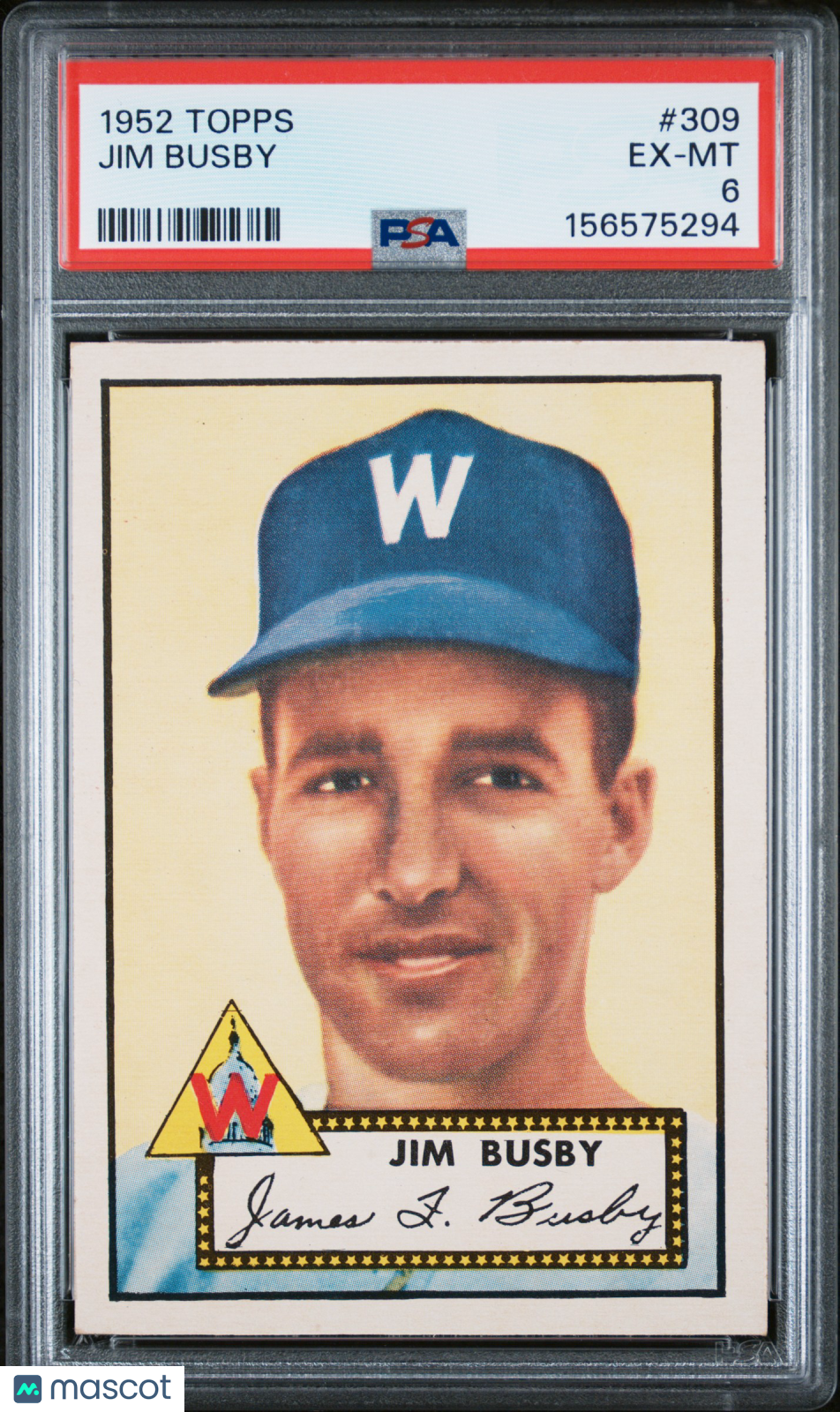 1952 Topps Jim Busby #309 PSA 6 MBA Diamond candidate